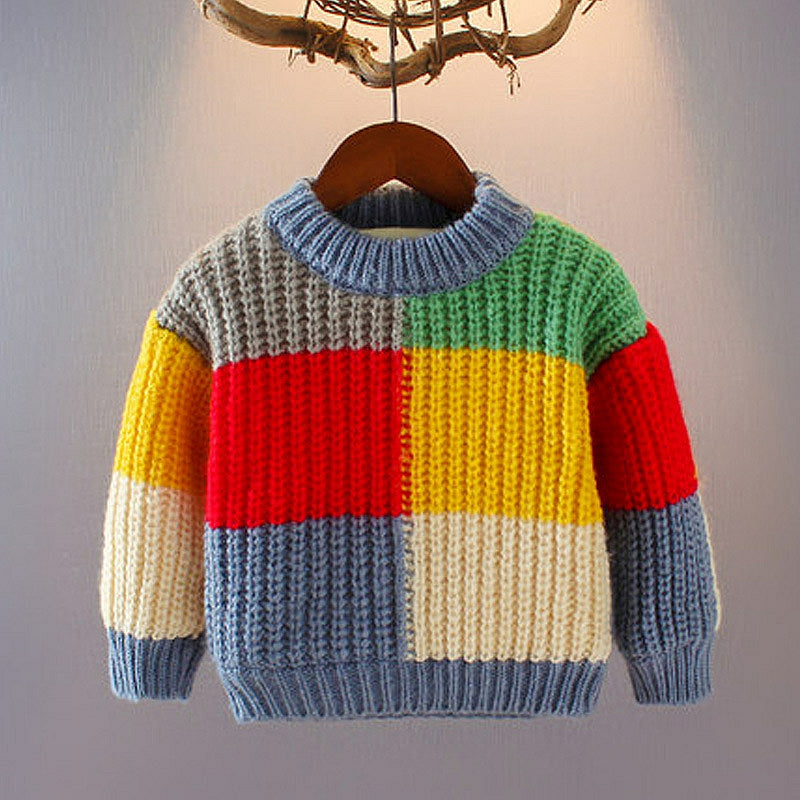 Stylish Rainbow Knitted Baby Sweater