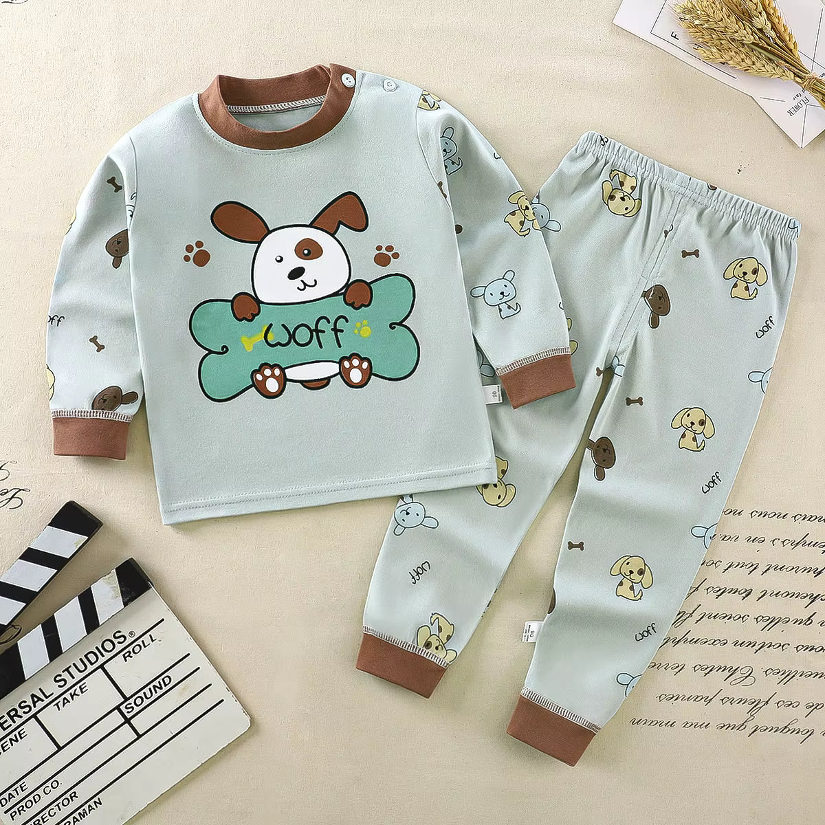 Puppy Print Spring Cotton Pyjama Set