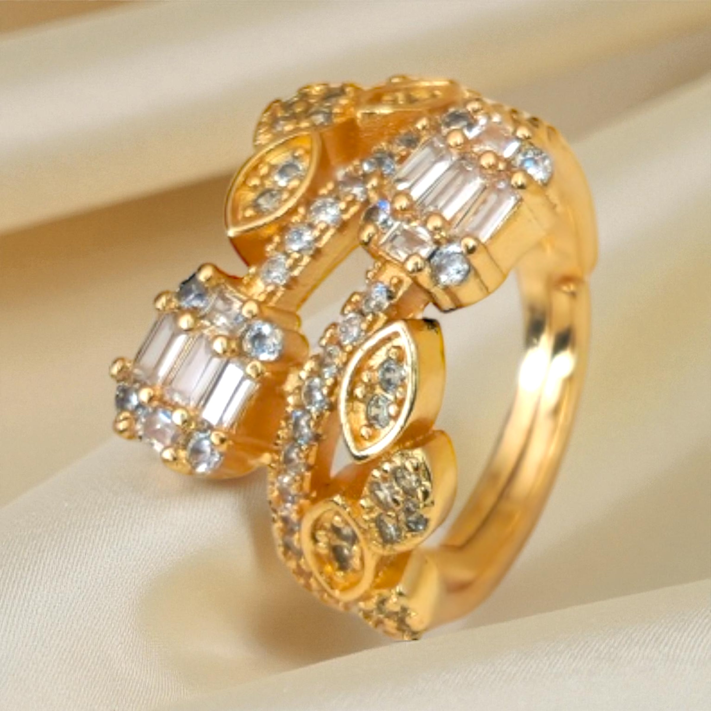 Ring with Marquise & Rectangular Crystal Accents