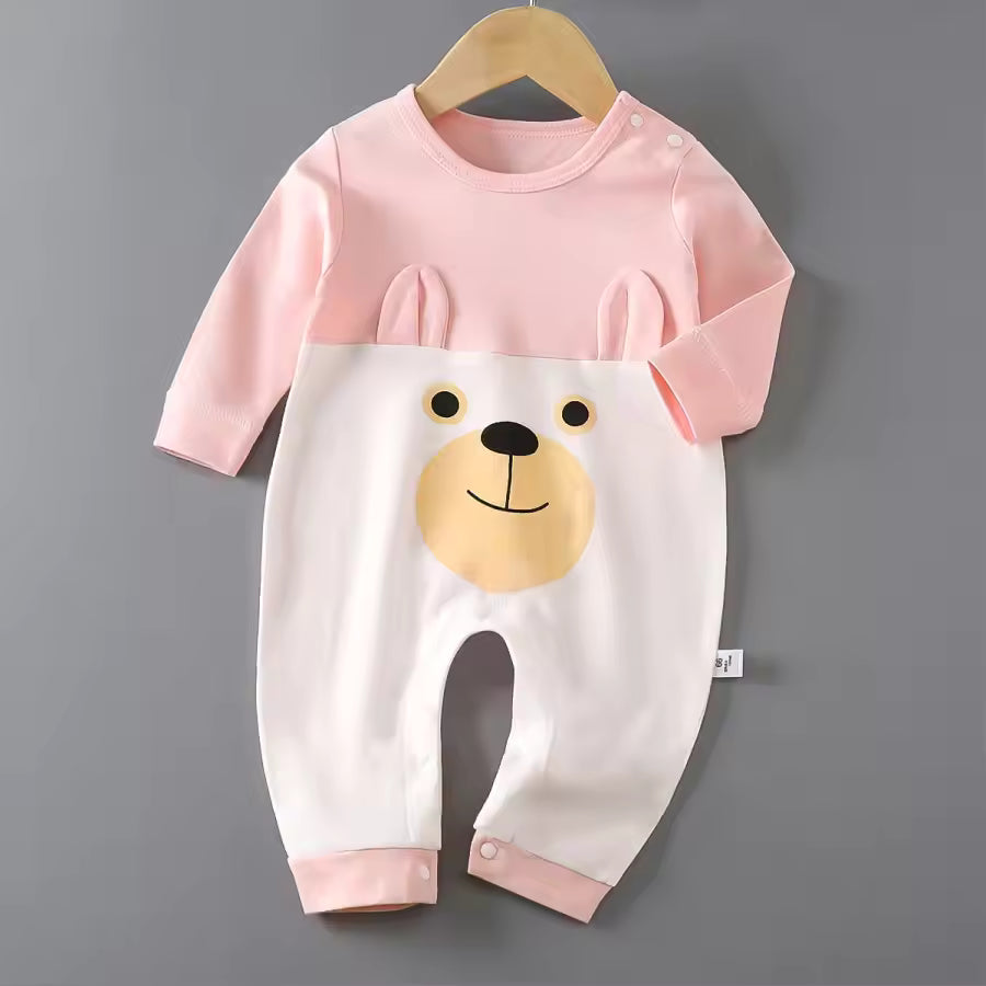 Bear Face Soft Cotton Full Sleeves Baby Romper