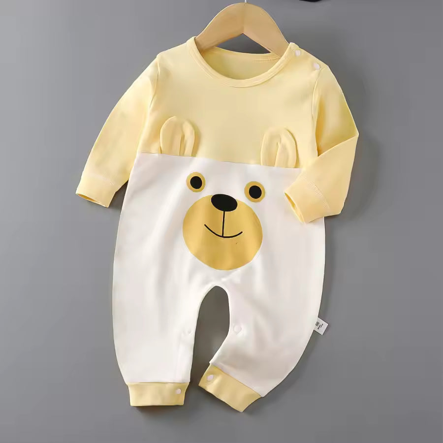 Bear Face Soft Cotton Full Sleeves Baby Romper