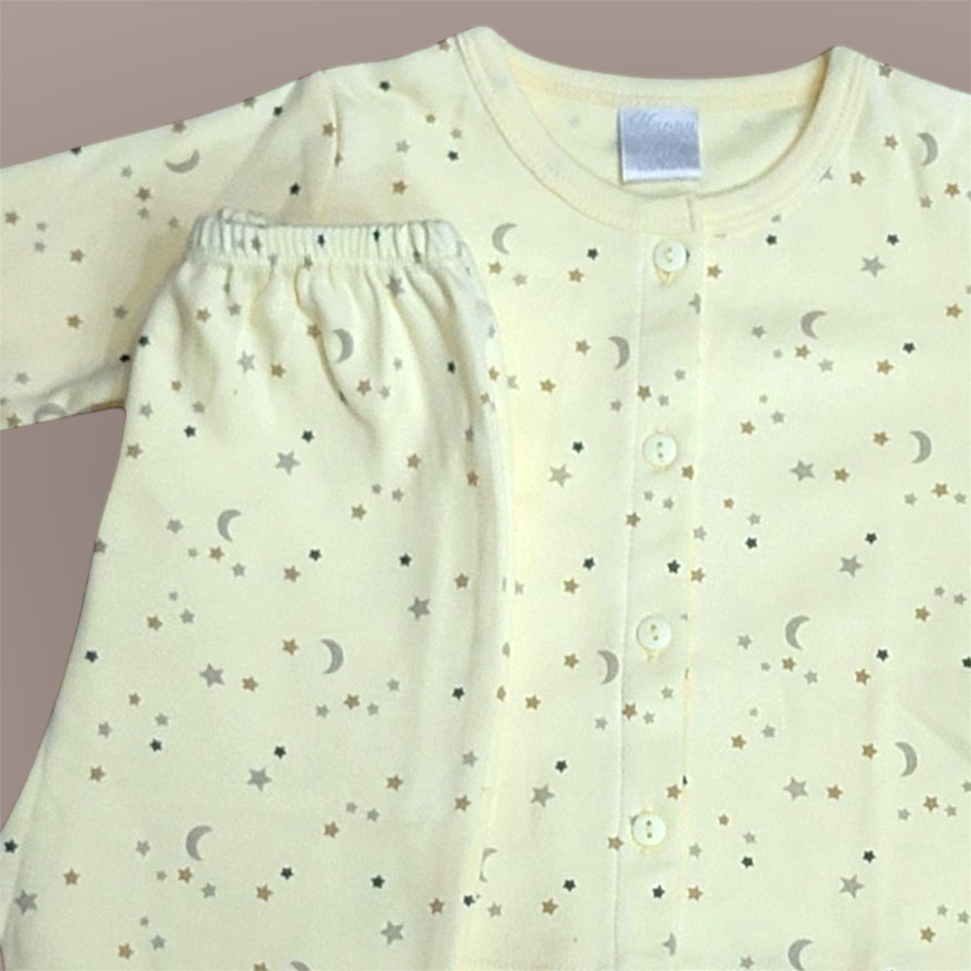 Moon and Star Printed Full Sleeves Shirt and Pajama Set