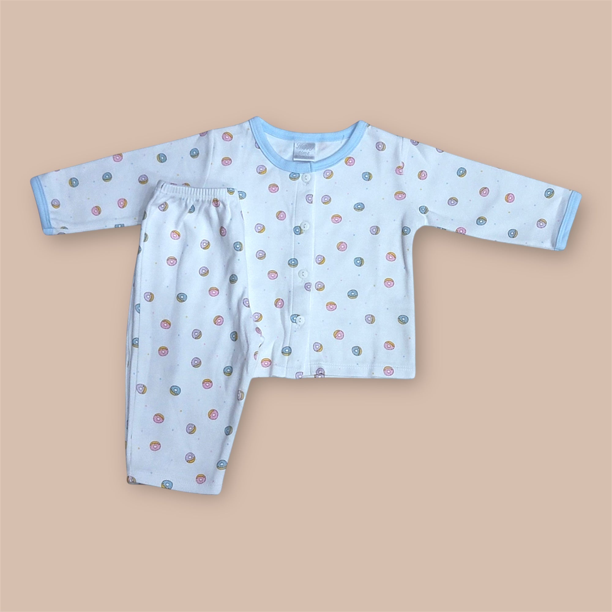 Donut Printed Full Sleeves Shirt and Pajama Set