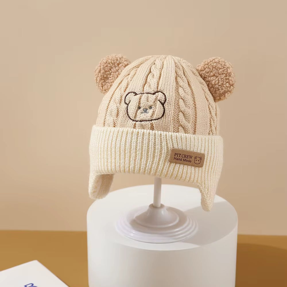 Korean Style Warm Knitted Baby Hat with Bear Ears