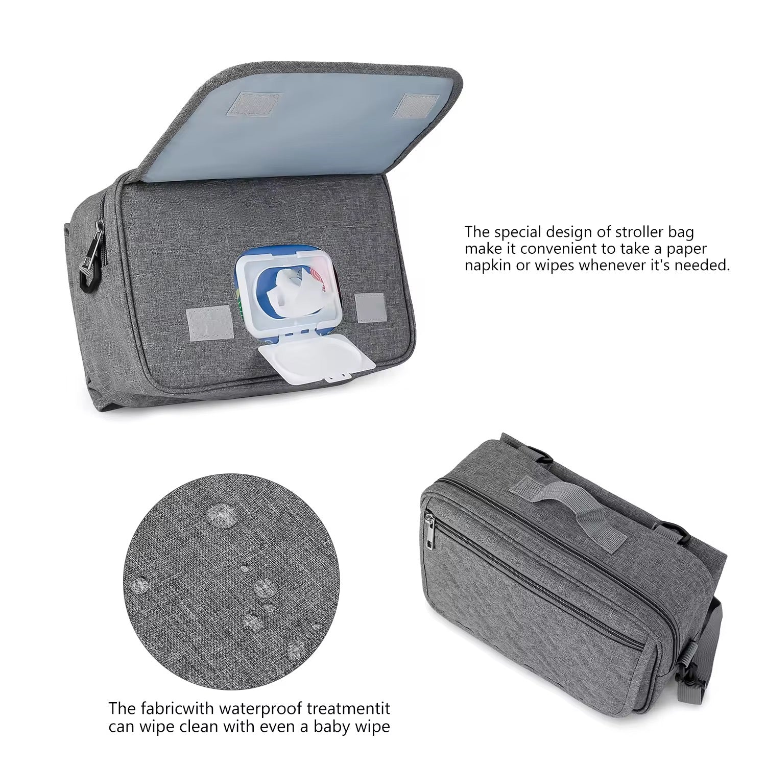 Adjustable Shoulder Small Diaper Bag wih Changing Mat