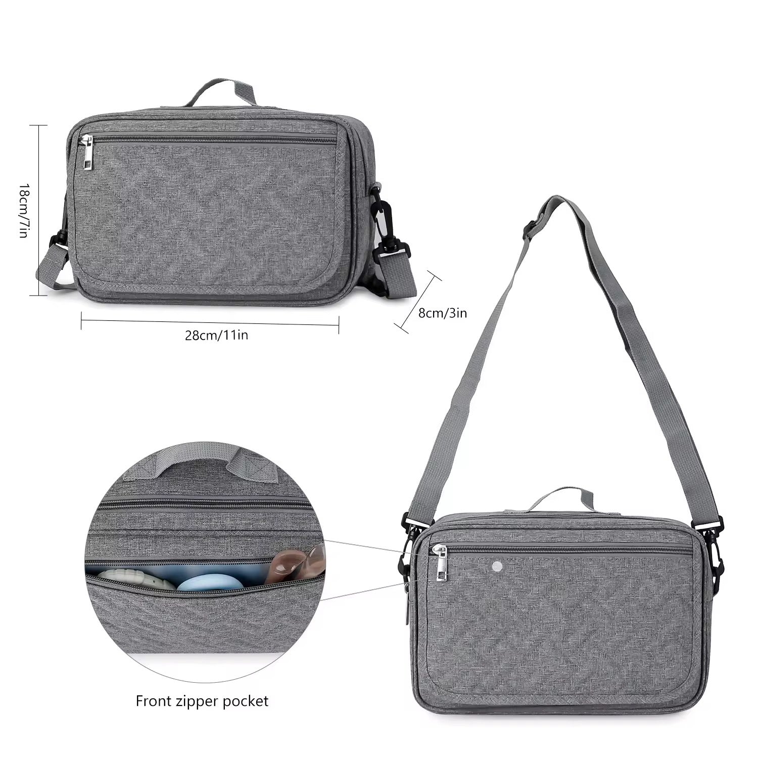 Adjustable Shoulder Small Diaper Bag wih Changing Mat