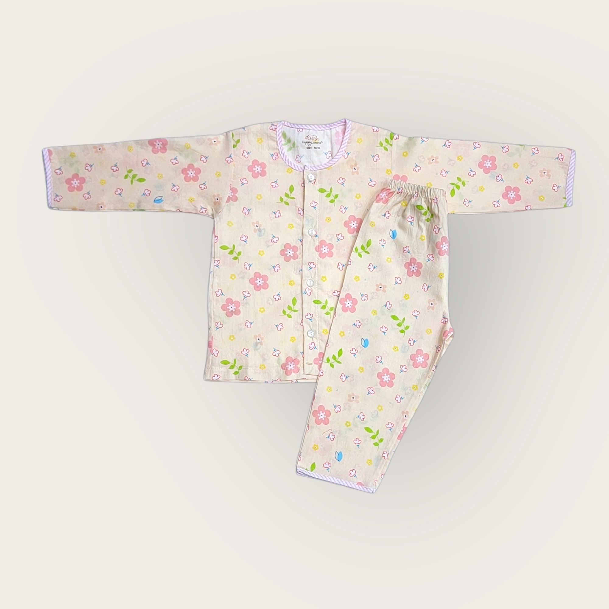 Floral Print Full Sleeves Cotton Shirt and Pajama Set